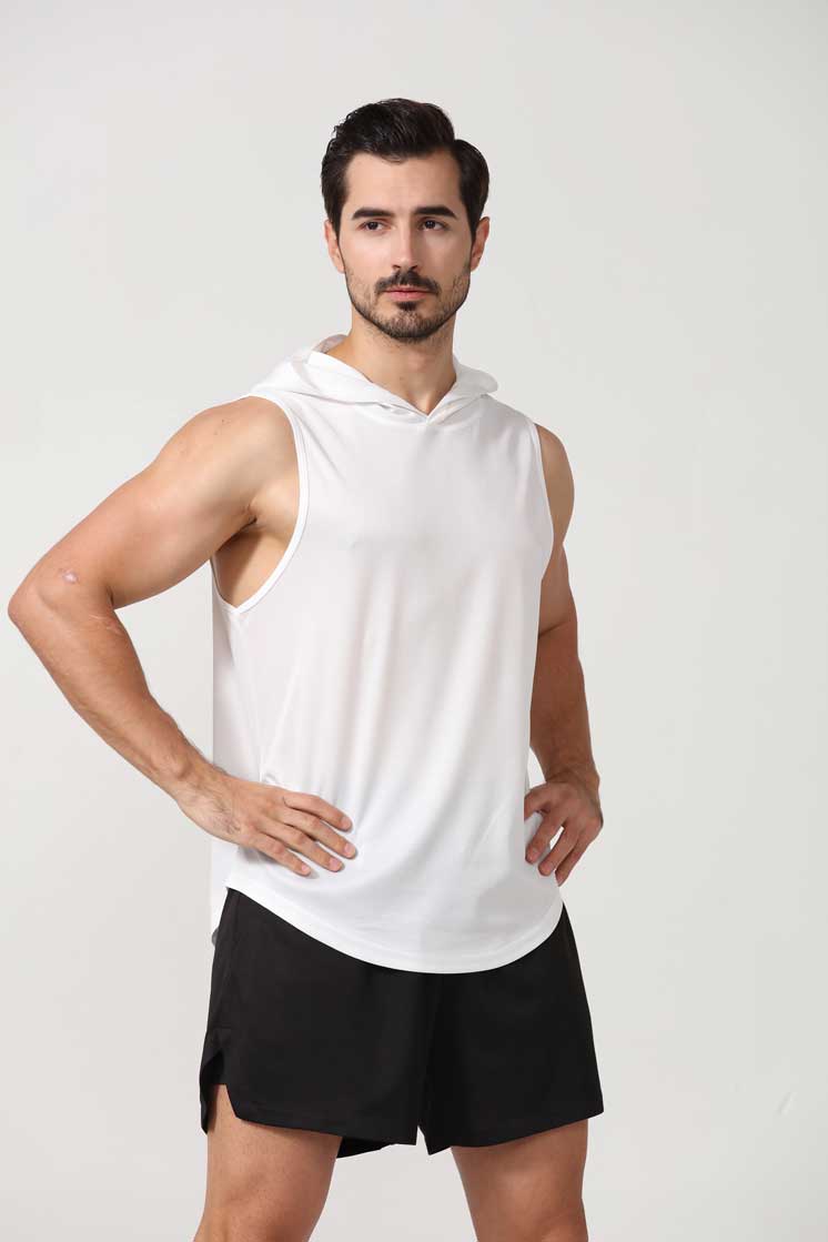 HRBX002-Summer new sports vest men quick-drying loose shoulder fitness men's basketball training hooded fitness vest men