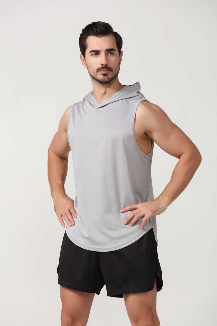 HRBX002-Summer new sports vest men quick-drying loose shoulder fitness men's basketball training hooded fitness vest men