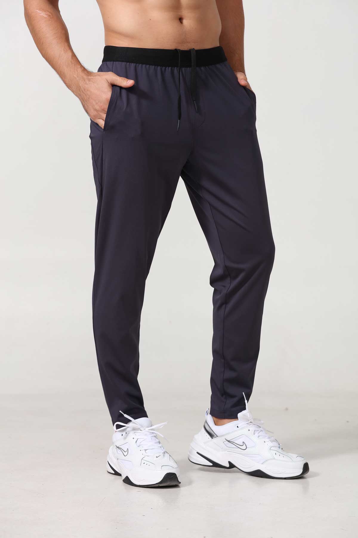 HRYTCK22004-Autumn and winter new men's sports pants loose outdoor running fitness pants large size knitted sports casual pants