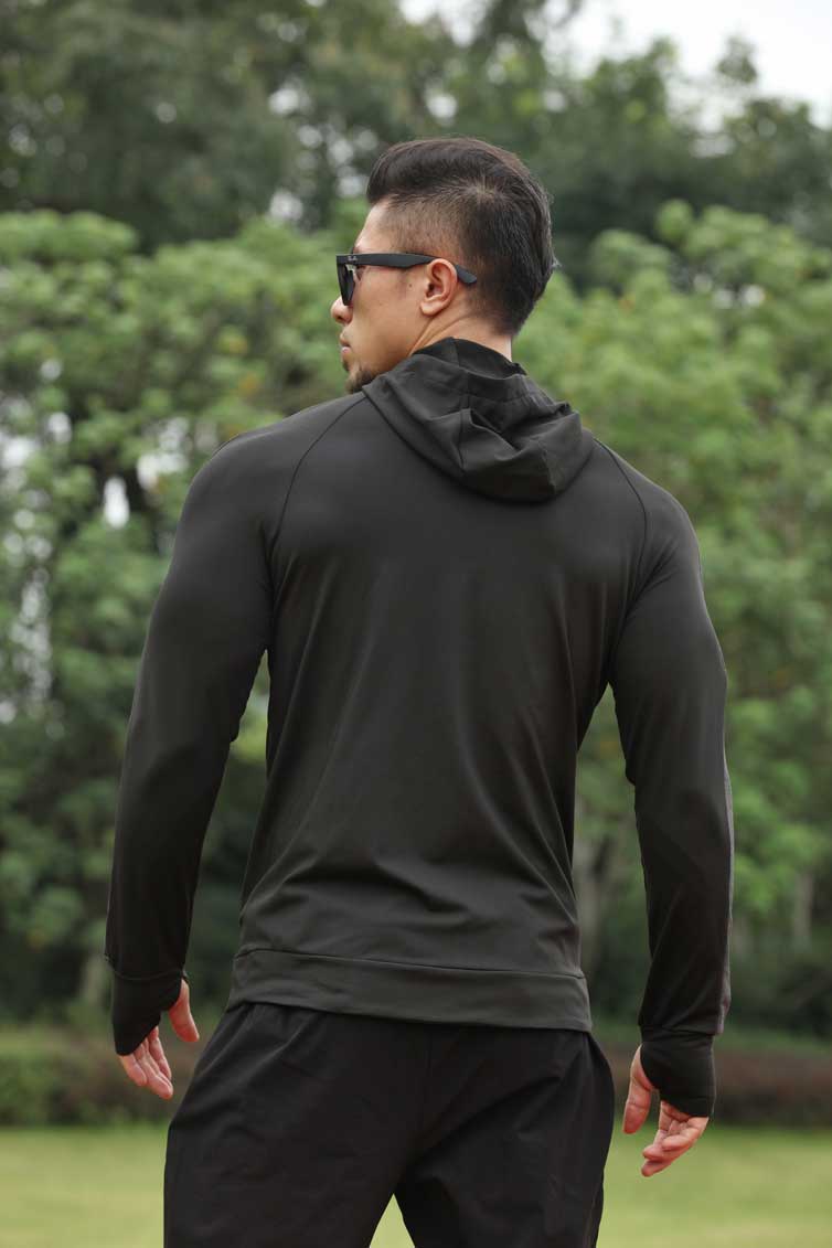 HRYT1002-Sports coat Men's running basketball training long sleeve hoodie autumn winter warm outdoor fitness coat