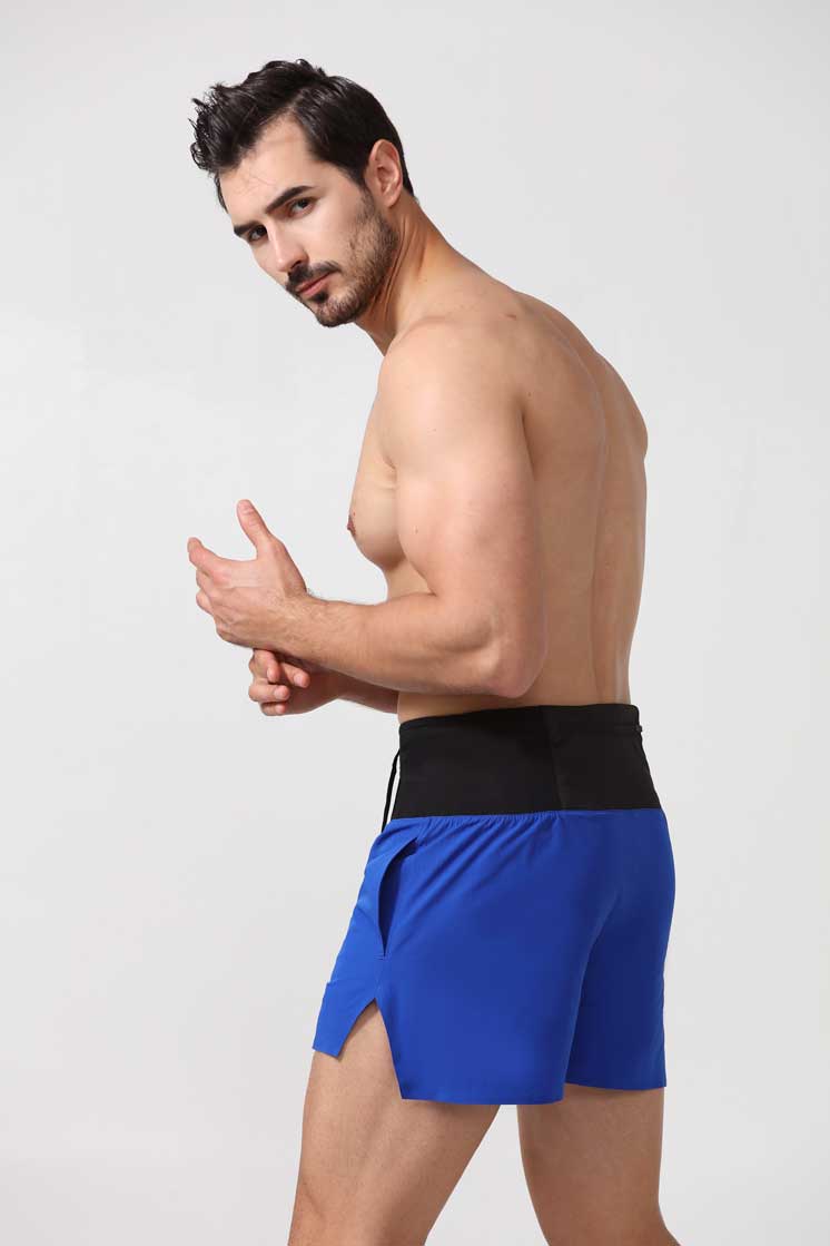 HRDK90025-Men's high-waisted compression running shorts for off-road running, marathon training, and fitness