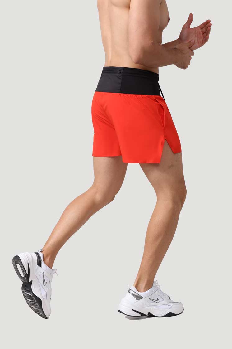 HRDK90025-Men's high-waisted compression running shorts for off-road running, marathon training, and fitness