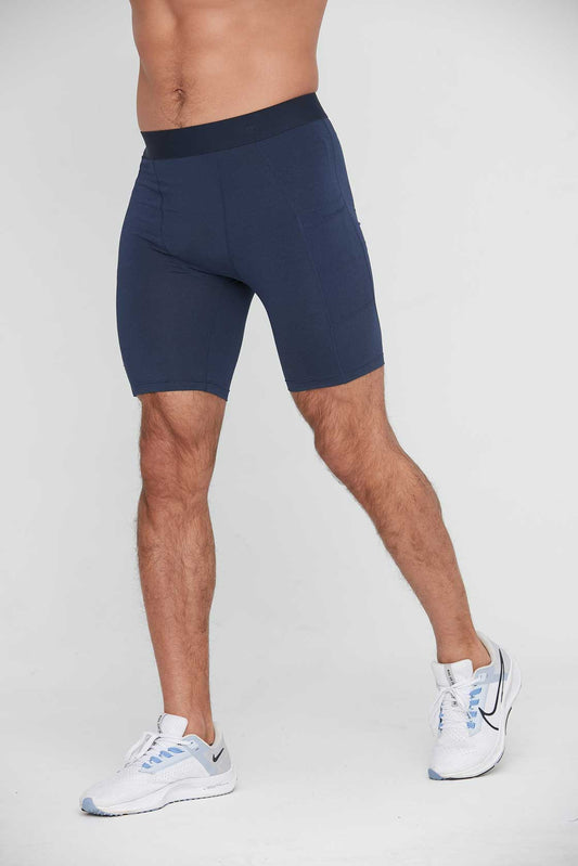 HRG1011-Men's tight-fitting sports capri pants, basketball training base layer fitness shorts, quick-drying shorts with pockets.