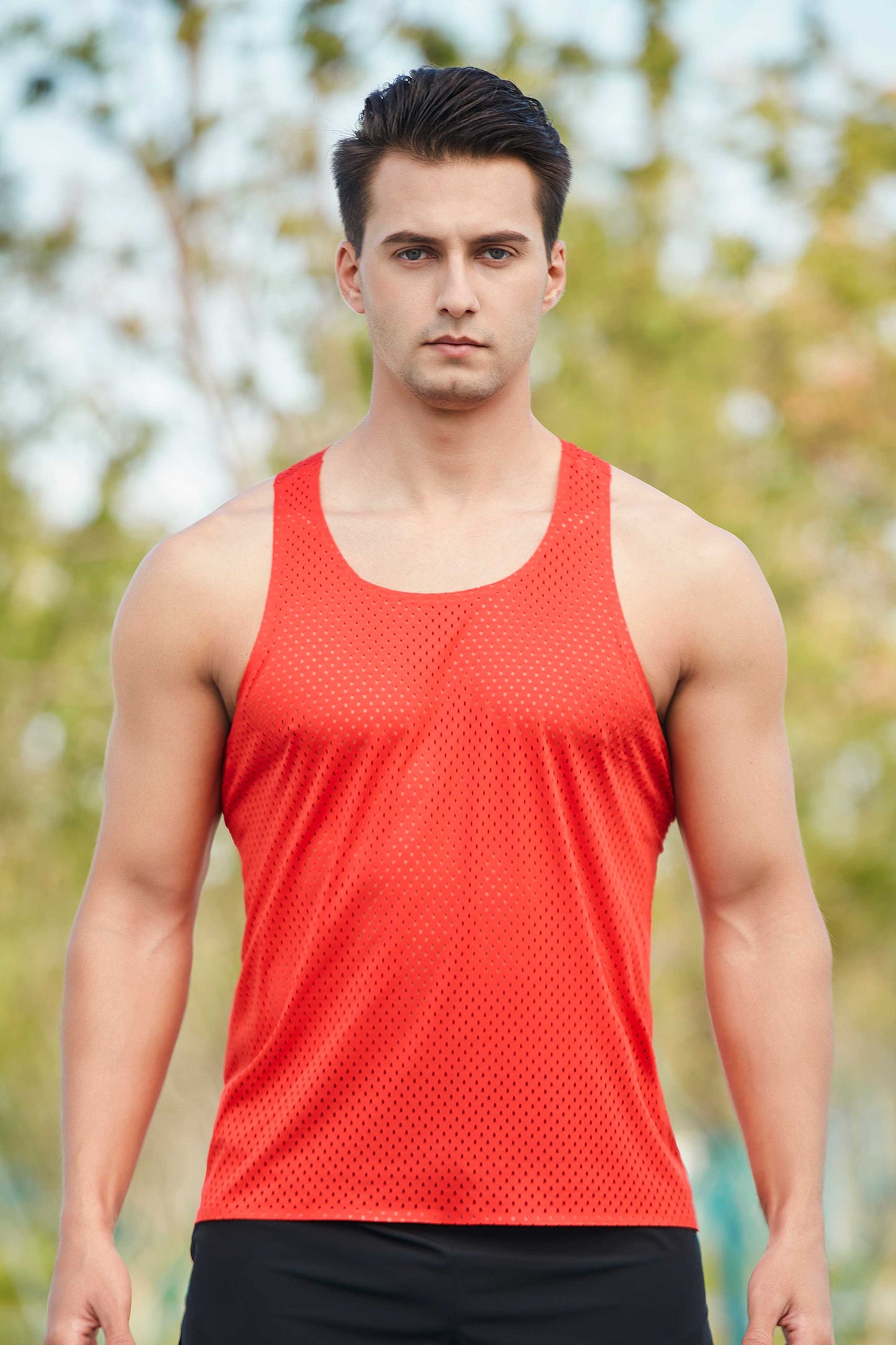 HR23102-Marathon running quick-drying vest men's sports track and field cross-country training lightweight wind tunnel vest mesh hole racing vest