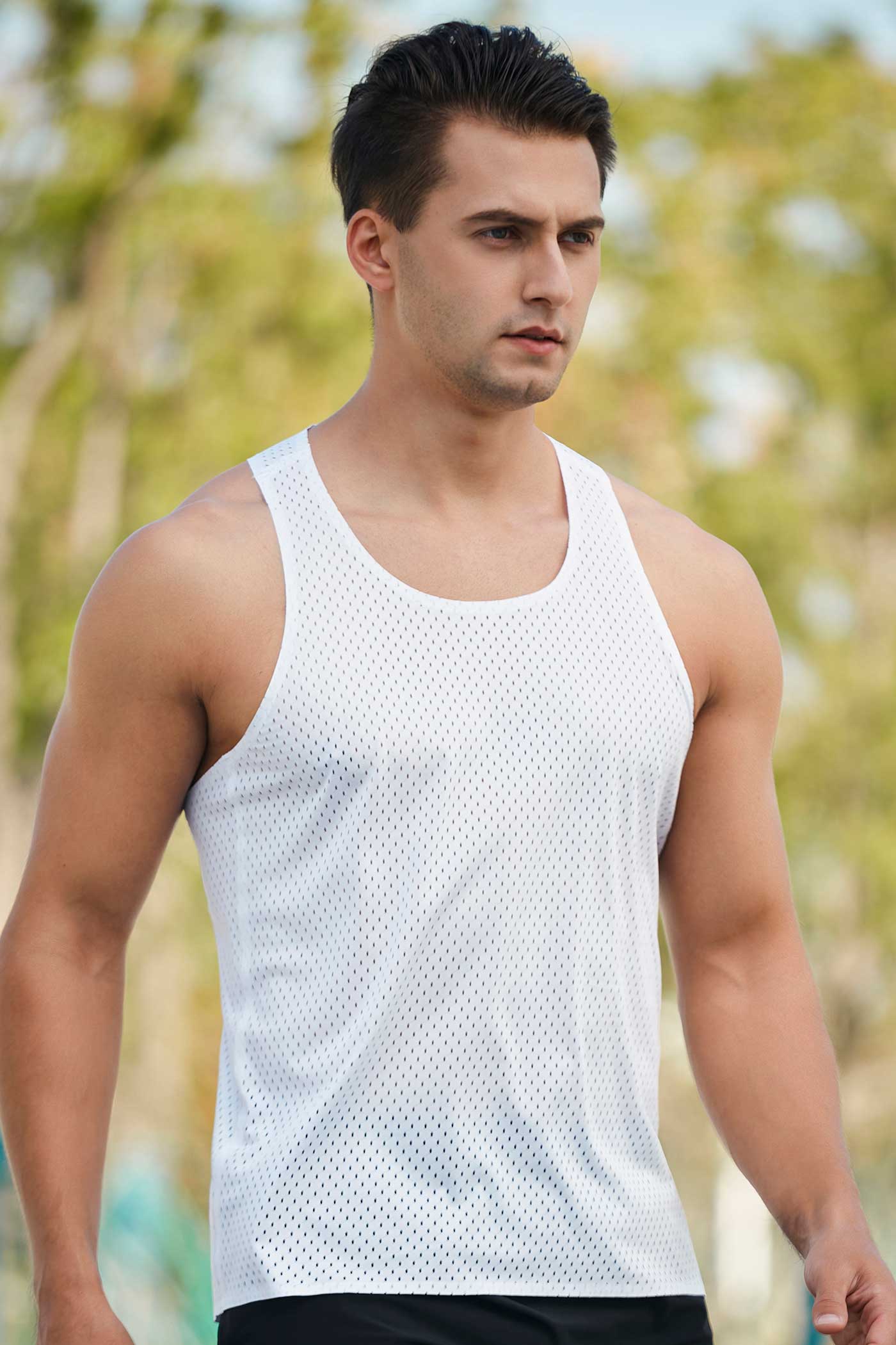 HR23102-Marathon running quick-drying vest men's sports track and field cross-country training lightweight wind tunnel vest mesh hole racing vest