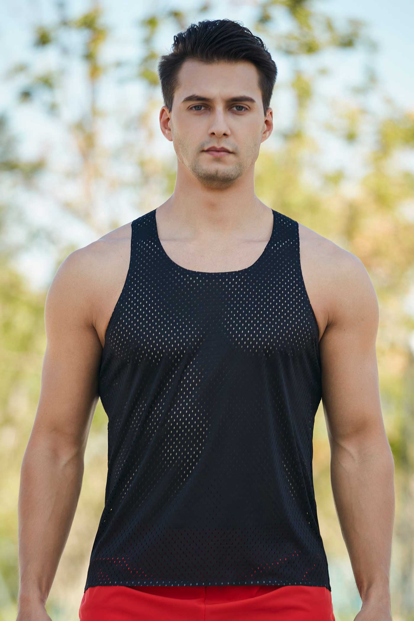 HR23102-Marathon running quick-drying vest men's sports track and field cross-country training lightweight wind tunnel vest mesh hole racing vest