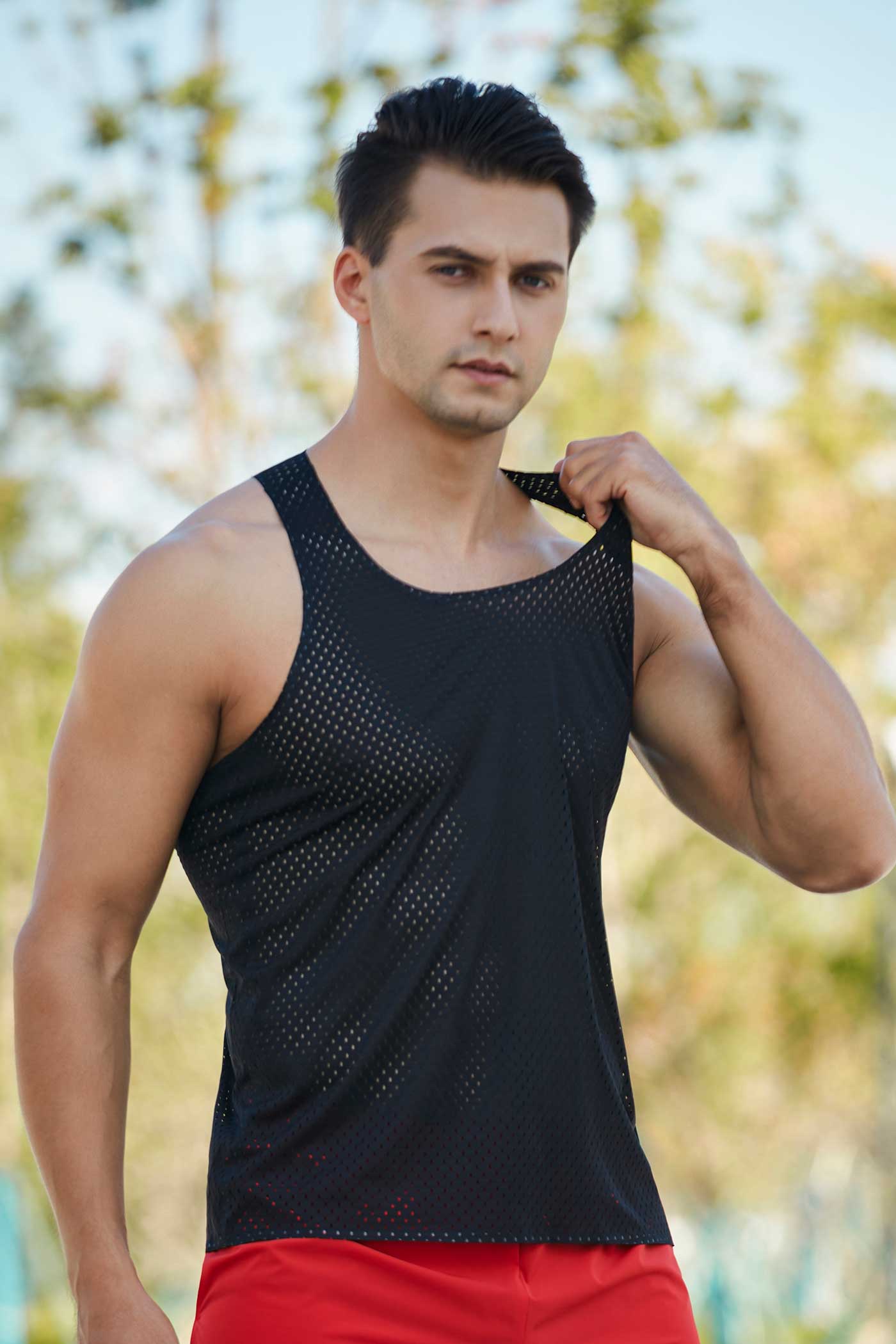 HR23102-Marathon running quick-drying vest men's sports track and field cross-country training lightweight wind tunnel vest mesh hole racing vest