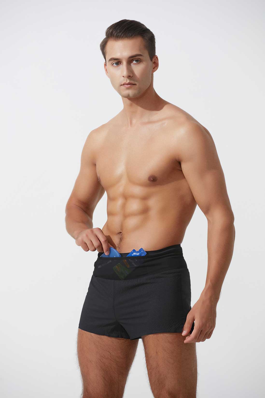 HRDK80027-Men's summer sports shorts, nylon quick-drying training shorts for outdoor wear, 3-inch off-road marathon running shorts