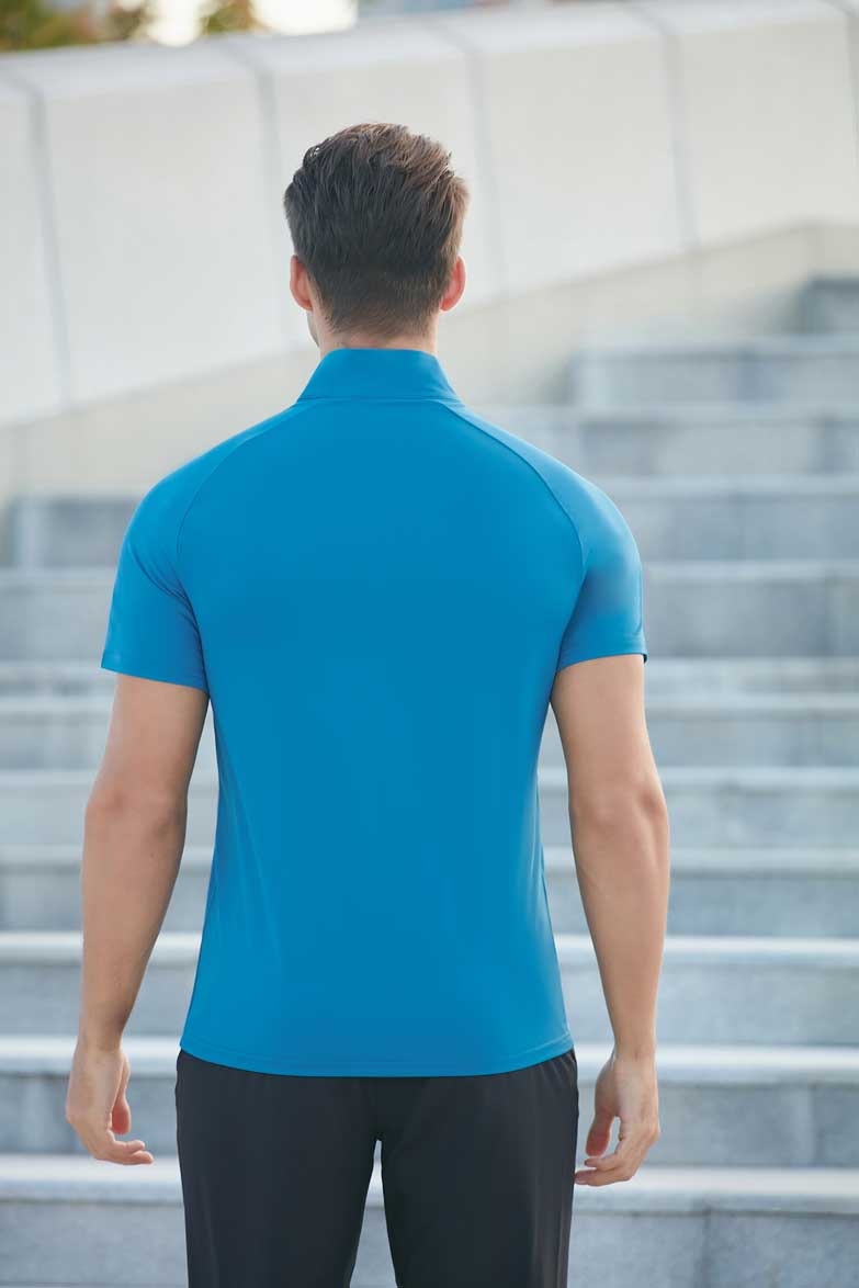 HRDT23201-Summer quick-drying T-shirt for men.Stand collar half-zip men's fitness clothing, loose and casual for running and training