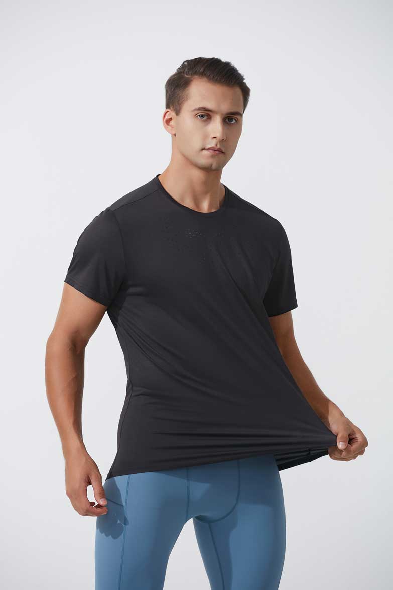 HRDT1006-Men's running short-sleeved lightweight quick-drying sports T-shirt. Summer outdoor sports training round neck fitness top