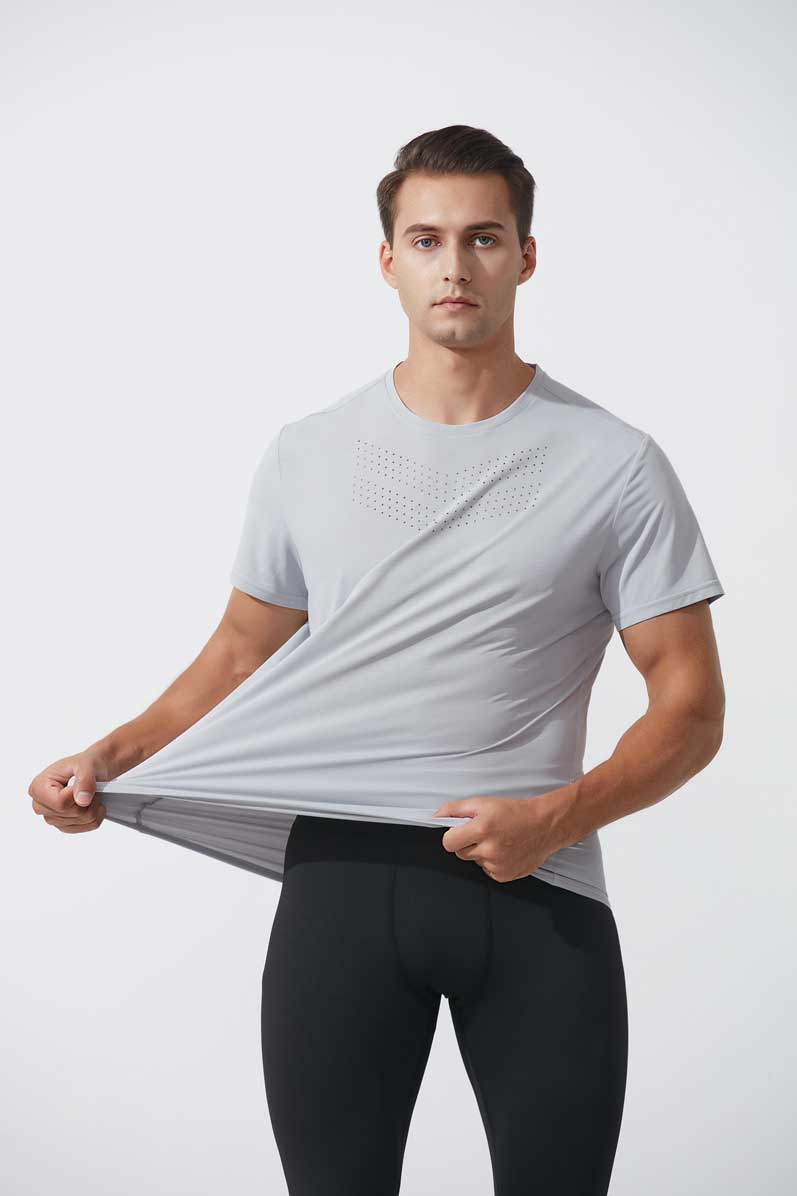 HRDT1006-Men's running short-sleeved lightweight quick-drying sports T-shirt. Summer outdoor sports training round neck fitness top