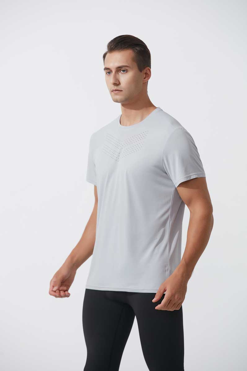 HRDT1006-Men's running short-sleeved lightweight quick-drying sports T-shirt. Summer outdoor sports training round neck fitness top