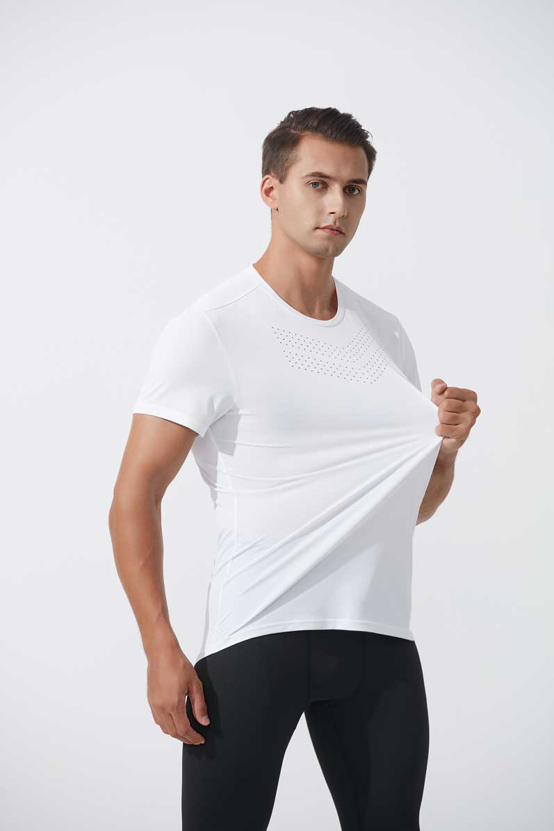 HRDT1006-Men's running short-sleeved lightweight quick-drying sports T-shirt. Summer outdoor sports training round neck fitness top