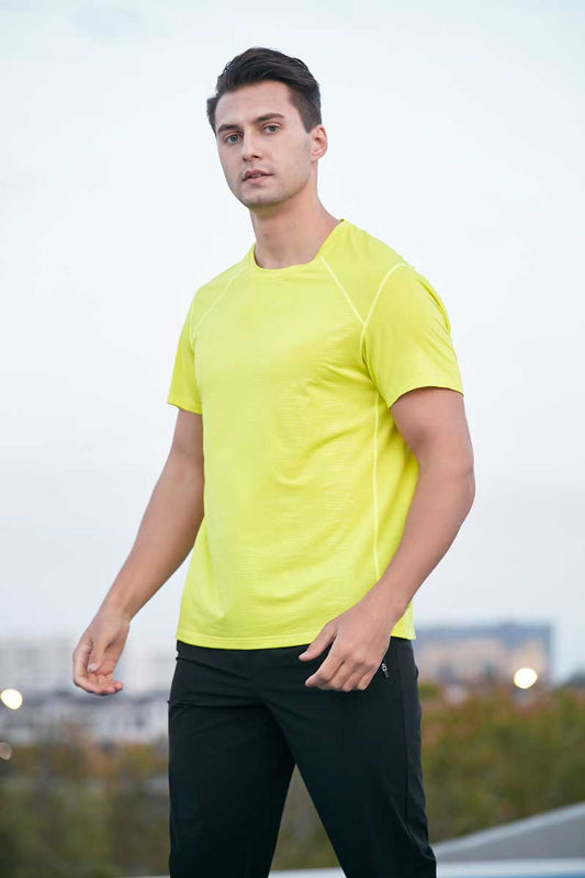 HRDT23206-Summer sports short-sleeved T-shirt, quick-drying, men's outdoor team uniform, suitable for running training, loose plus-size, round neck fitness short-sleeved