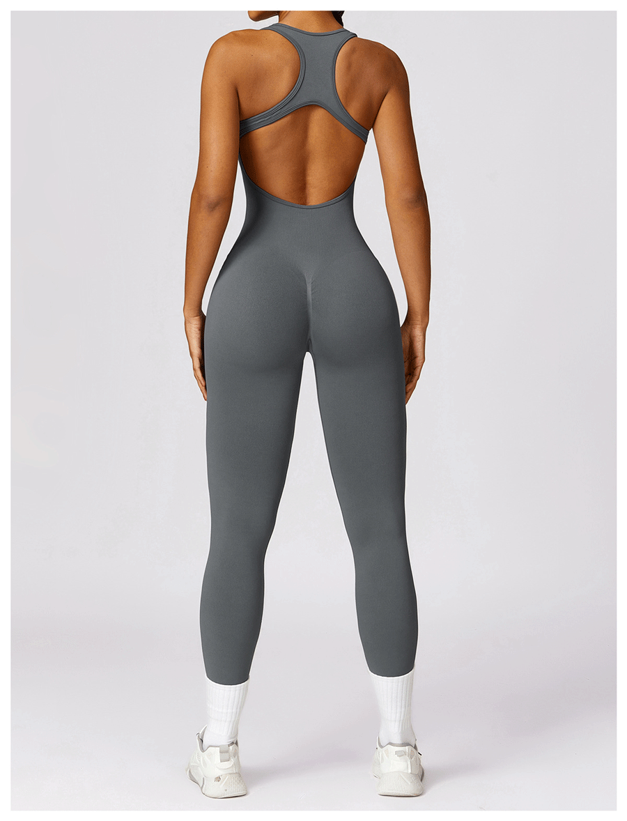 HR7100-Spring European and American seamless one-piece yoga suit for fitness, tight-fitting sports backless jumpsuit for women