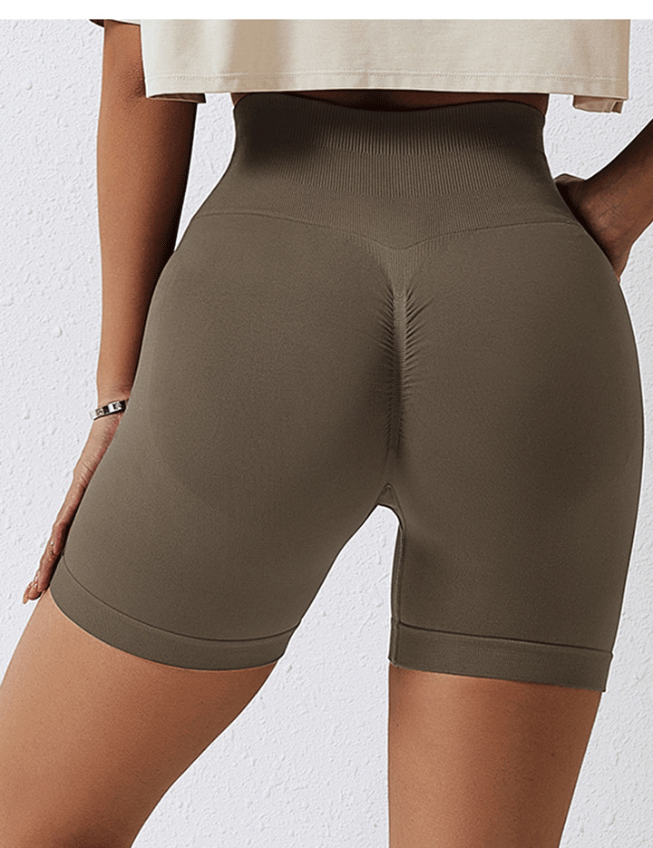 HR6363-European and American seamless yoga shorts, high-waisted fitness pants, tight running shorts for women