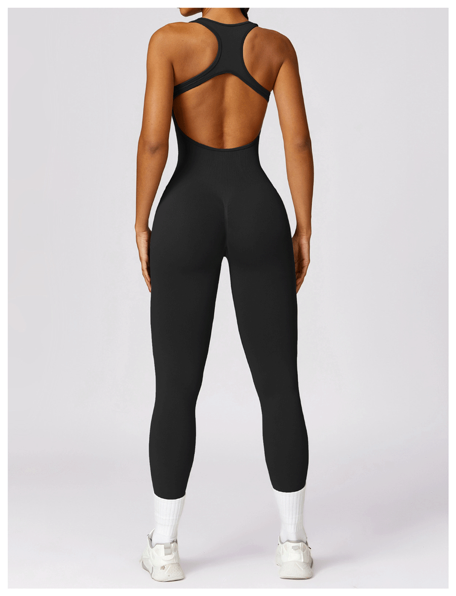 HR7100-Spring European and American seamless one-piece yoga suit for fitness, tight-fitting sports backless jumpsuit for women