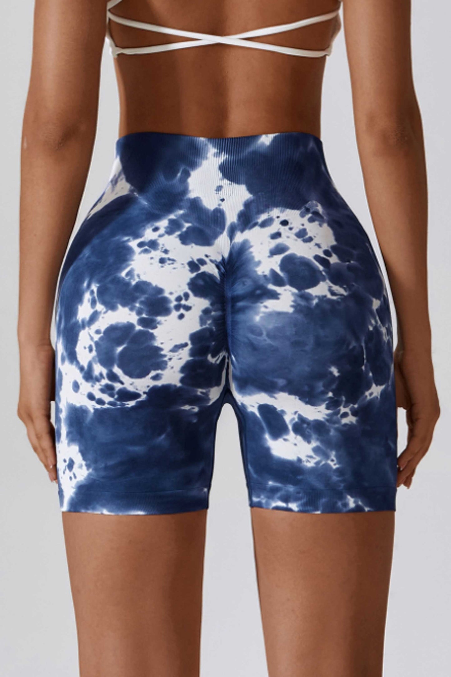 HR6924-European and American tie-dye seamless yoga shorts for women, sports and fitness shorts, high-waisted butt-lifting tight yoga pants